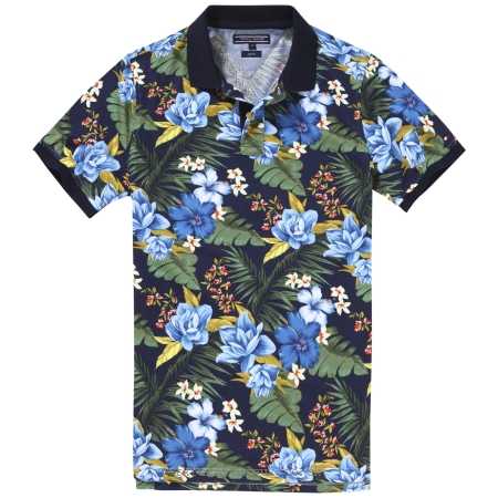 Mens Polo Shirts Tommy Hilfiger Floral Print Polo Shirt, Multi 873287 100% cotton